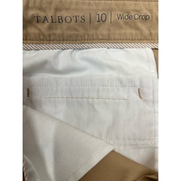 Talbots Pants Khaki Wide Leg Crop 10 Summer Beach Vibes, Drawstring Waistband - Picture 13 of 14